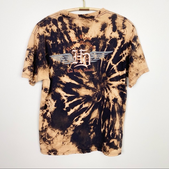 HARLEY DAVIDSON Bleached Tie Dye Graphic Tee L - Picture 3 of 5